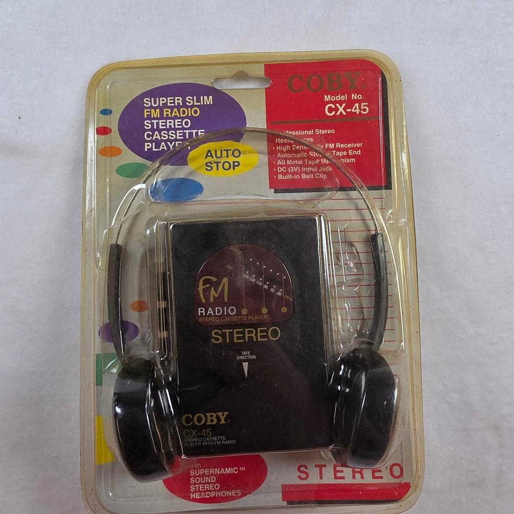 Coby CX-45 Super Slim FM Radio Stereo‎ Cassette Player Vintage New in Box NOS